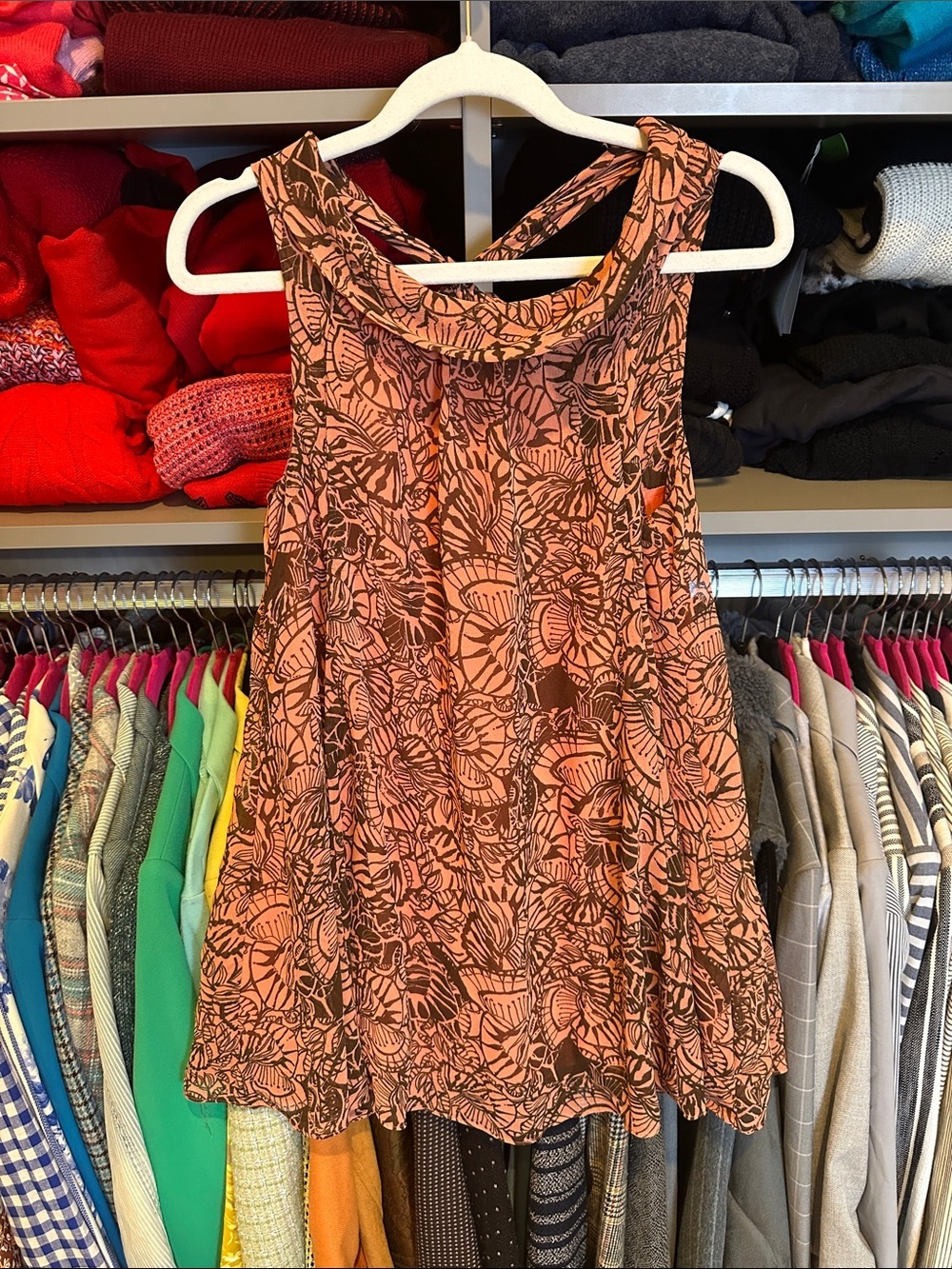 H&M orange/brown sleeveless open back with tie lined top size 4